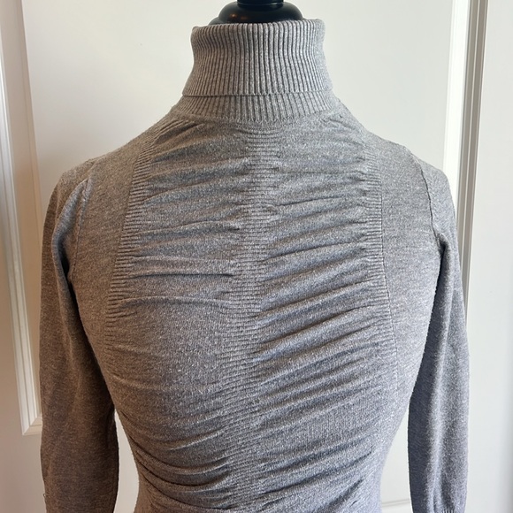 Cache grey ruched long sleeve ribbed turtleneck size XS - Picture 2 of 6